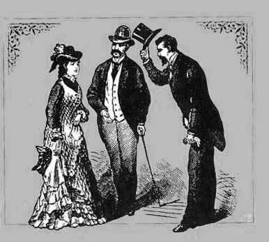 Old-world gentleman tipping his hat to a lady
