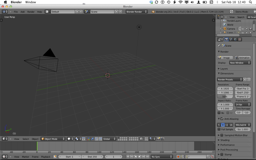 Blender with an empty scene